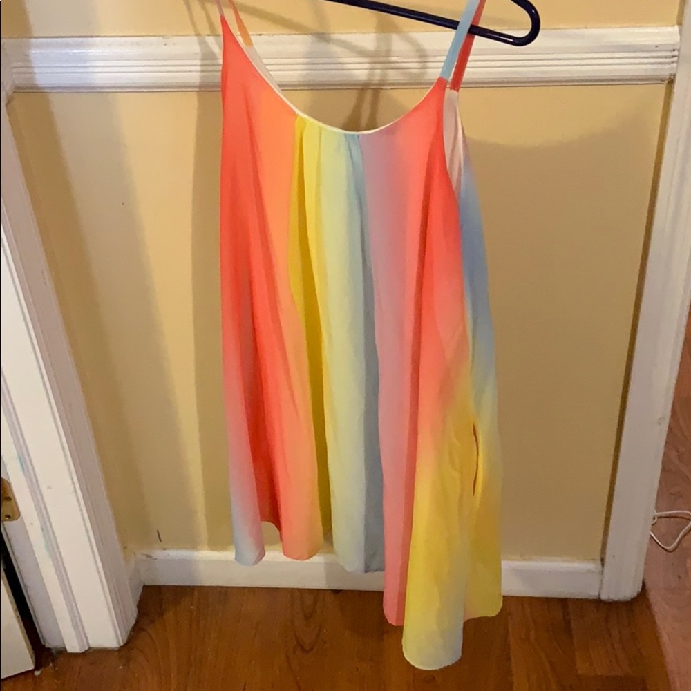 Watercolor rainbow chiffon dress